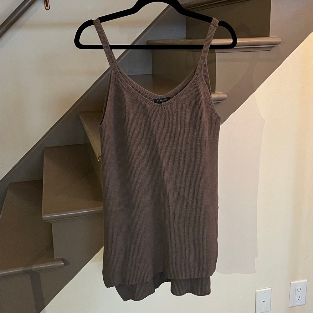 Dynamite Taupe Ribbed Camisole